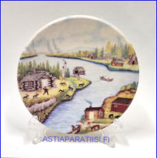 ARABIA, Lappalainen kyl�. nro.49 sein�lautanen. Design: Andreas Alariesto,1980-luku.Mitat Halkaisija n. 12 cm, 1kpl, 45�/kpl,( Tuote nro 135A )