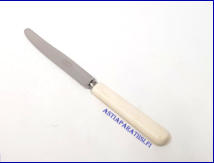 FISKARS,"Luup��" hedelm�veitsi Ter�st�, ja beigen/valkoisen v�rist� luuta/bakeliittia,pituus n. 16,3 cm, 5 kpl, 10 �/ kpl,( Tuote nro 351AT )