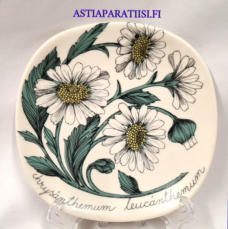 ARABIA,Sein�lautanen "  P�iv�nkakkara "Chrysanthemum leucanthemum, Botanica,Design:Esteri Tomula,Valmistettu 1982-1983-luku,Korkeus n. 12 cm, leveys n. 12 cm,1 kpl,48 � /kpl ( Tuote nro / Item #126E )