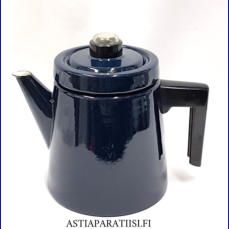 FINEL EMALI,'Pehtoori' kahvipannu,sis�ll� sihti,tumma petrooli noin 1,5 Ltr,Sis�ll� sihti,Design:Antti Nurmesniemi,suunniteltu 1957,Kuntokuvaus  k�yt�n j�lki�,Korkeus n.19 cm, 1 kpl,199� /kpl ( Tuote nro / Item #107N )