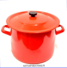 FINEL EMALI, punainen retro iso kattila 10 litraa,  todella hyv�ss� kunnossa,Halkaisija n.27,5 cm,Korkeus n.20,5 cm, ilman kantta ja kahvaa,1 kpl,98 � /kpl ( Tuote nro / Item #180N)