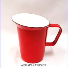 FINEL EMALI, punainen mittakannu ,todella hyv�ss� kunnossa,Halkaisija n.10,5 cm,Korkeus n.13,5 cm,0 kpl, ( Tuote nro / Item #194N)