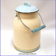 Vanha Emalinen maitotonkka,k�yt�n j�lki�,halkaisija n.10,5 cm,Korkeus n. 19,5 cm, 0 kpl, (Tuote nro / Item 231N)