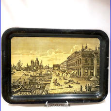 Venetsia-aiheinen  50-luvun peltinen tarjotin,  halkaisija n.56 cm X 39,5 cm,1kpl,68� / kpl. (Tuote nro / Item 243N)