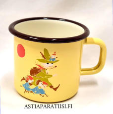 MUURLA, Nuuskamuikkunen keltainen emalinen muumimuki 3,7 dl,halkaisija n.9,5 cm,Korkeus n. 8 cm,0 kpl,(Tuote nro / Item 292N)