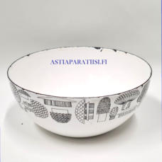 FINEL EMALI,Tatti emalikulho,Design:Esteri Tomula,suunniteltu 1965- 70-luvulta,korkeus 6 cm, halkaisija 14 cm, 0 kpl, ( Tuote nro / Item #305N )
