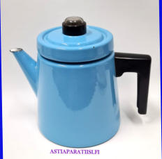 FINEL EMALI,'Pehtoori' kahvipannu,sis�ll� sihti,vaaleansininen noin 1,5 Ltr,Design:Antti Nurmesniemi,suunniteltu 1957,Kuntokuvaus v�h�isi� k�yt�n j�lki�,Korkeus n.19 cm, 10 kpl,,( Tuote nro / Item #100N )