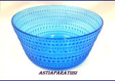 NUUTAJ�RVI,Kastehelmi, Tarjoilumalja /kulho turkoosi sininen  v�ri ,Design:Oiva Toikka,Korkeus,n.9,8 cm,halkaisija,n. 20 cm,1kpl,75�/kpl