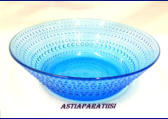 NUUTAJ�RVI,Kastehelmi, Tarjoilumalja /kulho turkoosi sininen  v�ri,Design:Oiva Toikka,Korkeus,n. 7,9 cm,halkaisija,n. 25 cm,1kpl,100�/kpl