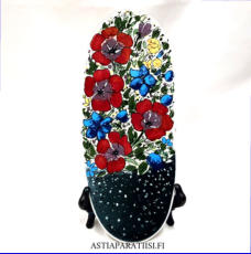 ARABIA, Sein�laatta " Iloksi ihmiselle ", Design:Helj� Liukko-Sundstr�m, Valmistettu 2001,Korkeus n. 32 cm, leveys n. 13 cm 95�( Tuote nro / Item #163HL )