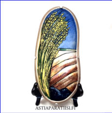 ARABIA, Sein�laatta " Keltaista viljaa ", Design:Helj� Liukko-Sundstr�m, Valmistettu 1993,Korkeus n. 23 cm, leveys n. 10,8 cm 48 �( Tuote nro / Item #177HL )
