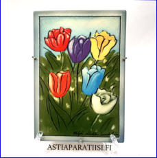 ARABIA, Sein�laatta "  Pienet tulppaanit ", Design:Helj� Liukko-Sundstr�m, Valmistettu 2006,Korkeus n. 15,5 cm, leveys n. 11 cm, 55 �( Tuote nro / Item #204HL )