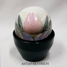 ARABIA, Ikikukka vaaleanpunainen tulppaani, Design:Helj� Liukko-Sundstr�m,Valmistusvuosi 1990-luvulta ,kokonaiskorkeus 12 cm, 55 �( Tuote nro / Item #286HL )
