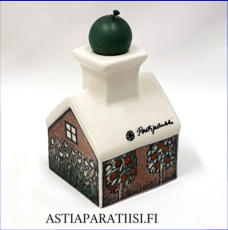 ARABIA, kynttil�njalka " talo" tilausty� postipankille,Design:Helj� Liukko-Sundstr�m, Valmistettu 1980-luvulta,Korkeus n. 10,5 cm, leveys n. 7 cm X 7 cm, 145 � ( Tuote nro / Item #323HL )