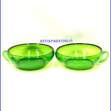 KUMELAN LASI, j�lkiruokamalja,Korkeus n.4 cm, halkaisija n.10,5 cm, 1 kpl,18� /kpl.( Tuote nro / Item #121LJ )