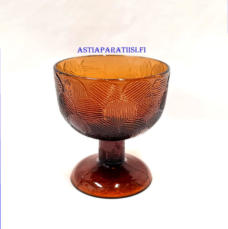 NUUTAJ�RVI, Miranda j�lkiruokamalja / J��tel�malja,ruskea v�rinen,Design:Heikki Orvola,Tuotannossa: 1971-1975 luvulta,Korkeus n.11 cm, halkaisija n.10 cm, 1 kpl,34� /kpl.( Tuote nro / Item #122LJ )