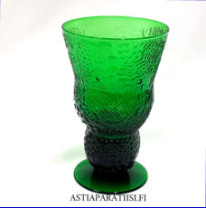 NUUTAJ�RVI , vihre� Fauna jalallinen viinilasi,Design:Oiva Toikka,Suunniteltu:1970,Korkeus n. 14 cm , Halkaisija n.8,8 cm,4 kpl,48 �/kpl,( Tuote nro / Item #366J )