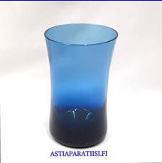 RIIHIM�EN LASI, sininen lasi Juomalasi, Design:Sakari Pyk�l�  , Valmistettu 1950, Korkeus n.13 cm , Halkaisija n.8 cm, 1 kpl,34�/kpl, ( Tuote nro / Item #452J )