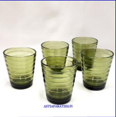 IITTALA,Aalto juomalasi antiikinvihre�,Design:Aino Aalto, Korkeus n.9 cm , Halkaisija n.7,5 cm, 3 kpl ,16�/kpl,( Tuote nro / Item #467J )