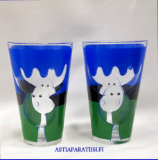 AARIKKA,Hirvi juomalasi / mehulasi,Korkeus n.14 cm , Halkaisija n.8,7 cm, 0 kpl,( Tuote nro / Item #498J )