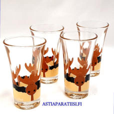 AARIKKA,Hirvonen snapsilasi ,Korkeus n.8,7 cm , Halkaisija n.5,2 cm, 0 kpl, ( Tuote nro / Item #501J )