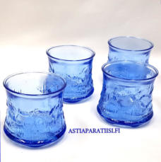 RIIHIM�EN LASI, Revontulet Juomalasi sininen ,Design:Erkkitapio Siiroinen,Tuotannossa1978-1982 ,Korkeus n.5,8 cm , Halkaisija n.6 cm, 4 kpl,16�/ kpl ( Tuote nro / Item #512J )