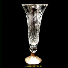  RIIHIM�EN LASI kristallivaasi hopeajalalla Korkeus,n.24,3 cm,halkaisija,n. 10 cm,1kpl,145�/kpl ( Tuote nro / Item #106KR )