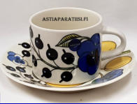 ARABIA,Paratiisi, tee/kahvikuppi,Design:Birger Kaipiainen,Kupin korkeus  n. 6,8 cm, halkaisija n. 8,5 cm,Suunniteltu vuonna 1969, 11 kpl,45�/kpl,( Tuote nro 101 Q )