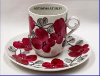 ARABIA, Irina kahvikuppi,Design:Esteri Tomula,K�sin maalattu,Kupin korkeus n. 7,5 cm, halkaisija n. 6 cm,Suunniteltu vuonna 1971-1972, 9 kpl,42�/kpl,  sarjaan l�ytyy my�s pullalautasia ( Tuote nro 112 Q )