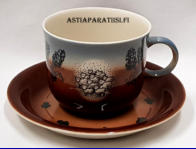 ARABIA, �idille Teekuppi , Design:Helj� Liukko-Sundstr�m,Kupin korkeus n. 7,5 cm, halkaisija n. 9,3 cm,Suunniteltu vuonna 1978, 2kpl,69�/kpl,  ( Tuote nro 121 Q )