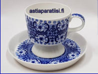ARABIA,Ali sininen,kahvikuppi, Design:Kaj Franck,Koristeen suunnitellut: Raija Uosikkinen,NA malli,Kupin korkeus n. 6,8 cm, halkaisija n.6,8 cm,Suunniteltu vuonna 1965-1974, 16 kpl,28�/kpl ( Tuote nro 150 Q )
