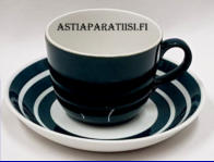 ARABIA,Retro vihre� v�ri kahvikuppi malli B,Design:Kaj Franck,Kupin korkeus n. 6,2 cm, halkaisija n. 7,4 cm,Suunniteltu vuonna 1951-1973, 3kpl, 38�/kpl ( Tuote nro 193Q )