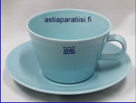 ARABIA,  KoKo V�ri aqua (vedensinen). teekuppi  ja lautanen, Design:Kati Tuominen-Niittyl�,Kupin korkeus n.7,5 cm, halkaisija n. 11 cm, Suunniteltu vuonna 2005, 0 kpl,  ( Tuote nro 266Q )