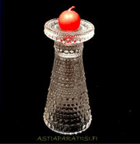 NUUTAJ�RVI,K��nt�maljakko / kynttil�njalka,Kastehelmi. Design:Oiva Toikka,Valmistettu 1964-1988-luvulta,mitat Korkeus,n.15,2 cm, halkaisija n. 7 cm,  0kpl,( Tuote nro / Item #123C )1