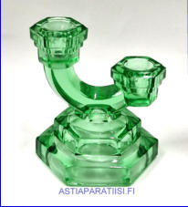 RIIHIM�EN LASI, kynttil�njalka Art Deco vihre� v�ri 5897,mitat Korkeus,n.11,8 cm, halkaisija n. 10 cm,1 kpl,65�/kpl,( Tuote nro / Item #188C )