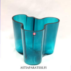 IITTALA, "Savoy"  Turkoosi v�ri maljakko, Roschier 70,Design:Alvar Aalto.Merkitty Alvar Aalto,Korkeus 12 cm, halkaisija n. 15 cm 0kpl, ( Tuote nro / Item #112MA )