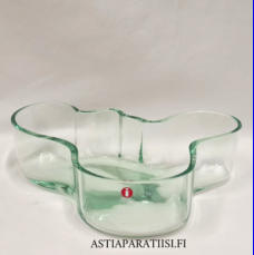 IITTALA, Aalto vihert�v�� lasia maljakko,Design:Alvar Aalto.Merkitty Aktia signeeraus pohjassa,Korkeus 5 cm, halkaisija n. 19 cm 0kpl, ( Tuote nro / Item #115MA )