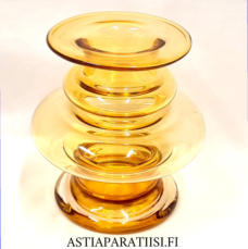 RIIHIM�EN LASI,Tornado lasimaljakko amber/ meripihkan v�rinen, Design:Tamara Aladin,signeerattu,Valmistettu:1970-76-luku,Korkeus n.22 cm, halkaisija n.17,5 cm 0kpl,( Tuote nro / Item #121MA )