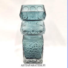 RIIHIM�EN LASI,Kehr� lasimaljakko siniharmaa, Design:Tamara Aladin,Valmistettu:1968-76-luku,Korkeus n.25 cm, halkaisija n.9,5 cm X 9,5 cm ,1kpl,89� /kpl ( Tuote nro / Item #127MA )