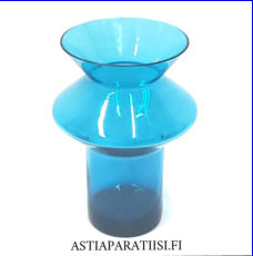 RIIHIM�EN LASI,Hyrr� turkoosi Lasimaljakko, Design:Helena Tynell,Valmistettu1959-1968-luku,Korkeus n.15 cm, halkaisija n.9 cm,0 kpl( Tuote nro / Item #203MA )