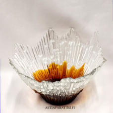 HUMPPILA LASI,Tarjoiluvati/ kulho, Revontulet,Design:Tauno Wirkkala,Korkeus n. 14 cm, leveys n.23,5 cm,0 kpl, ( Tuote nro / Item #269MA )
