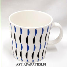 ARABIA, Laineet muki, sini-musta,Design :Kristina Riska / Kati Tuominen-Niittyl�, Tuotannossa: 1990-luku - 2000-luvun alku,korkeus n.8 cm, halkaisija n.8,3 cm, 2 kpl, 44 �/kpl,( Tuote nro 151 P )