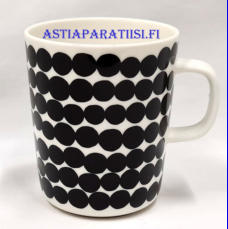 MARIMEKKO,Oiva - Siirtolapuutarha R�symatto muki 2,5 dl, musta-valkoinen, Design: Maija Louekari, Sami Ruotsalainen, korkeus n.9,5 cm, halkaisija n.8 cm, 0 kpl, ( Tuote nro 232 P )