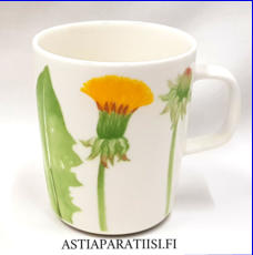 MARIMEKKO, Oiva Voikukka muki , Design:Kristina Isola,korkeus n.9,5 cm, halkaisija n.8 cm, 0 kpl,( Tuote nro 248 P )