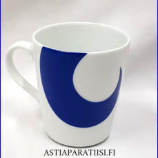 AARIKKA , Sinivalkoinen,muki,korkeus n.9,5 cm, halkaisija n.8,2 cm, 5 kpl, 28 �/kpl,sarjaan l�ytyy my�s pullalautasia( Tuote nro 273 P )