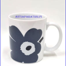 MARIMEKKO, Harmaa UNIKKO- muki,2005,Design: Maija Isola 1964,korkeus n.8,9 cm, halkaisija n.7,5 cm, ,0 kpl, ( Tuote nro 413 P )