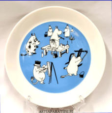 ARABIA,Muumi matala lautanen Sininen (Maalaavat Muumit) (2016-2017),Moomin Plate,  Blue (2016, 2017),Design:Tove Slotte-Elevant,halkaisija n. 19,5 cm, 0kpl,( Tuote nro 302M )'