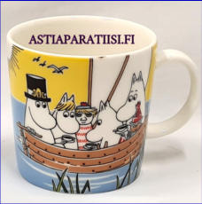 ARABIA,Muumimuki Purjehtien Tahmatassun & Tuutikin kanssa, kes�kausimuki ,Sailing with Nibling and Tooticky (summer season mug 2013,Design:Tove Slotte-Elevant,Korkeus n. 8 cm, halkaisija n. 8 cm, 3kpl,48�/kpl,( Tuote nro 149M )