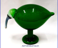 IITTALA, vihre�  Ibis / Ibis green ,Design:Oiva Toikka Nuutaj�rvi,Signeerattu / Signature,mitat n.21cm x 17cm,1kpl,450� ( Tuote nro / Item #103T)