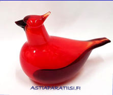 IITTALA, Kardinaali / Red Cardinal,Design: Oiva Toikka Nuutaj�rvi,Signeerattu / Signature,mitat n.17,5 cm x 9 cm,1kp,340� ( Tuote nro / Item #114T)